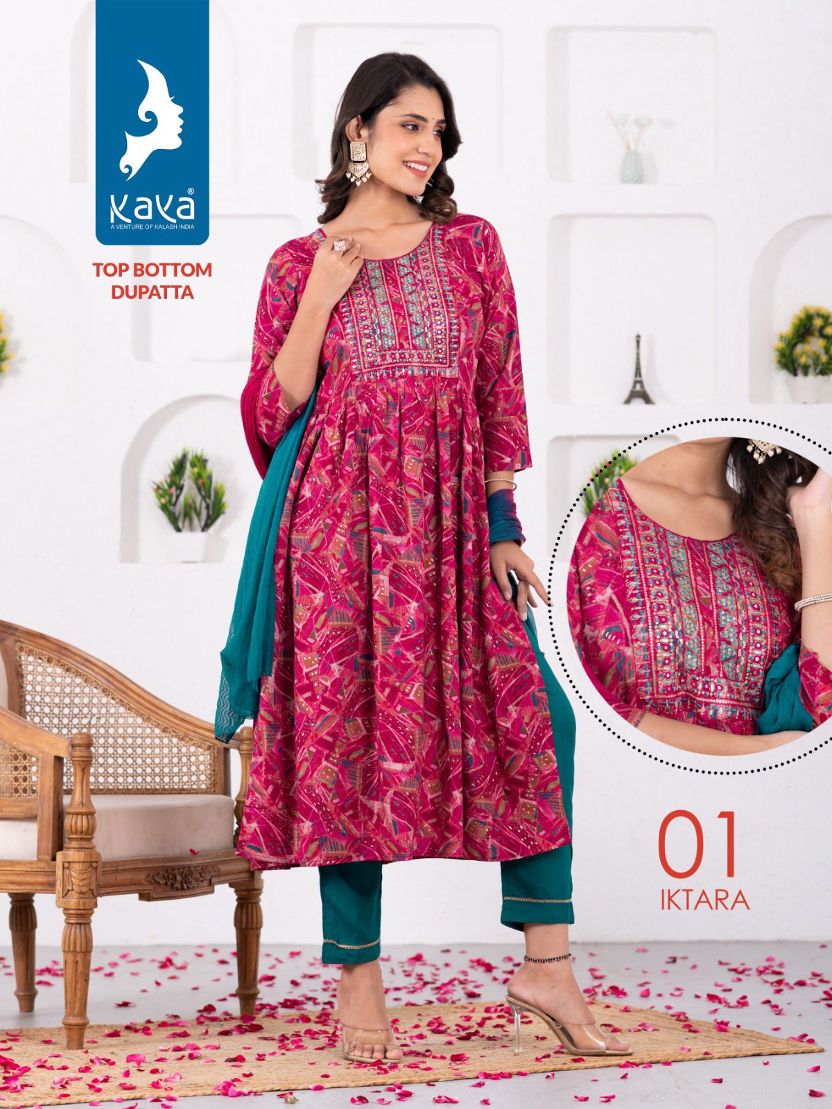 Iktara By Kaya Rayon Nyra Cut Printed Readymade Suits Catalog